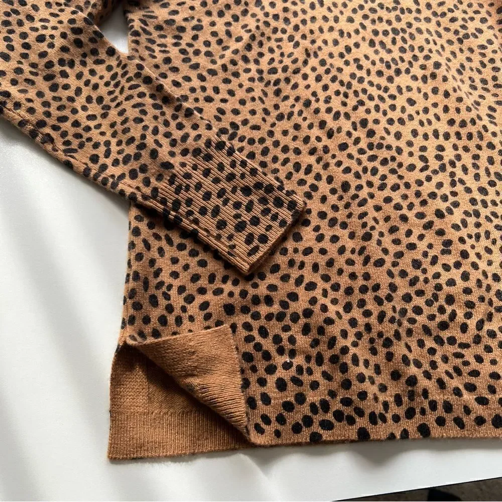 J. Crew 100% Cashmere Sweater - Cheeta Print - XS- MINT Condition